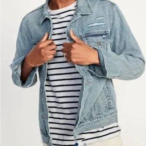 Old Navy Blue Distressed Jean Trucker Jacket XXXL NWT